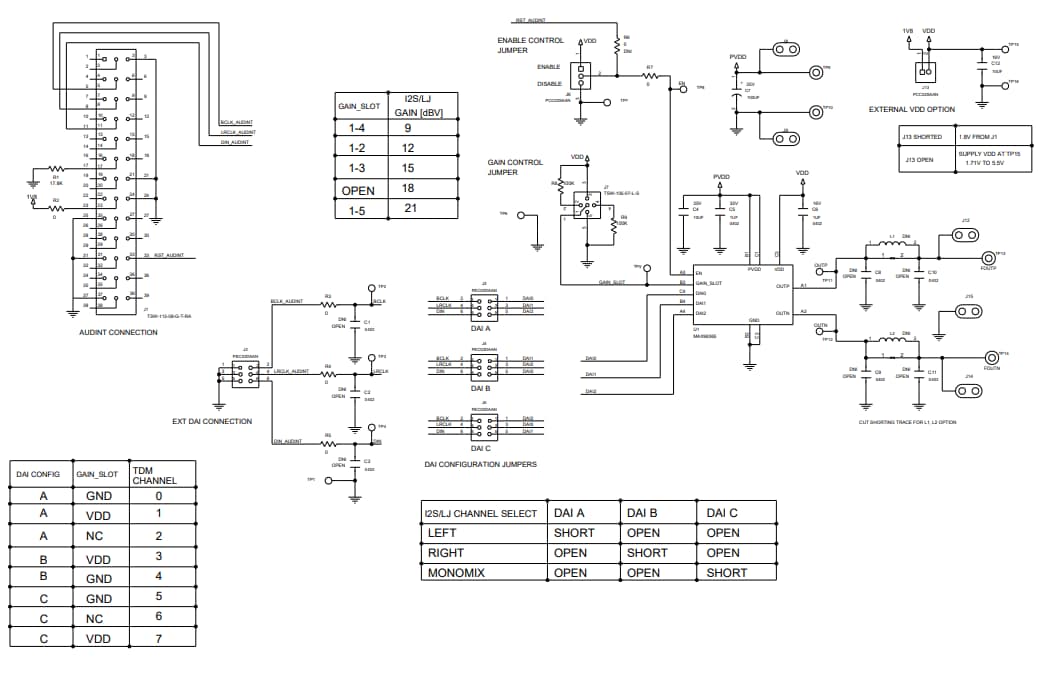 回路図 - Analog Devices / Maxim Integrated MAX98365評価システム